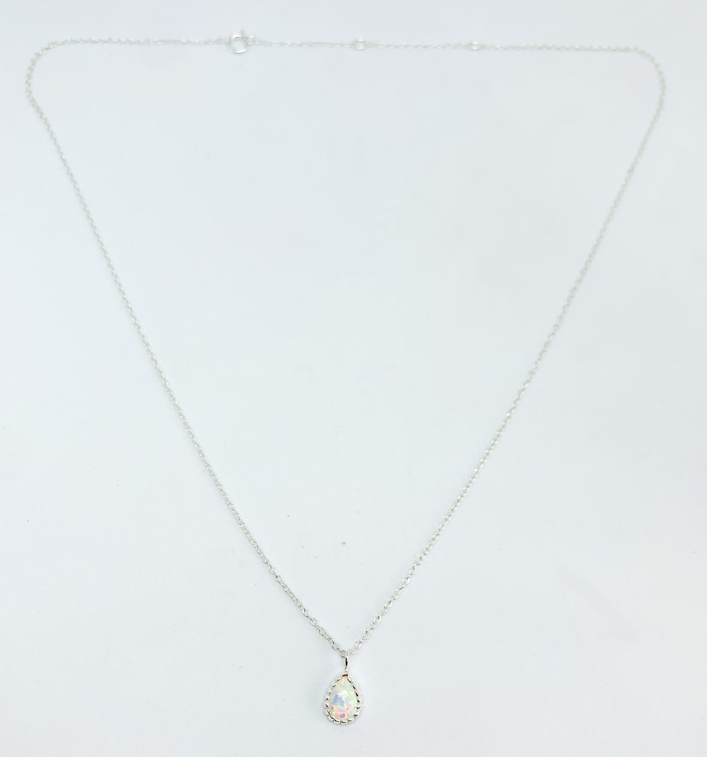 Opal Teardrop Scalloped Edge Pendant