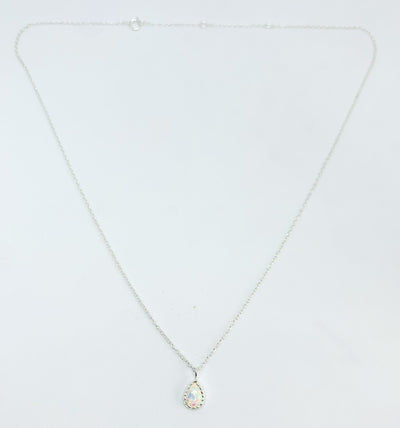 Opal Teardrop Scalloped Edge Pendant