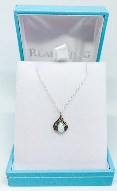 Opal Teardrop Vintage Pendant