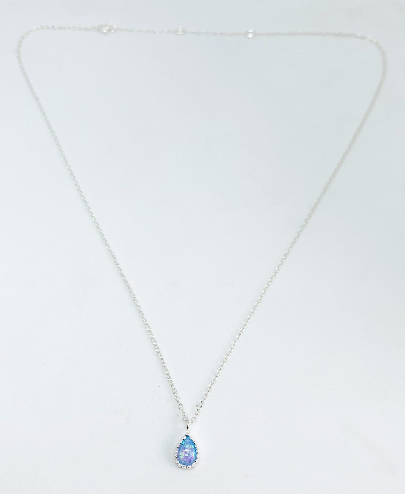 Blue Opal Scalloped Teardrop Pendant