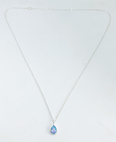 Blue Opal Scalloped Teardrop Pendant