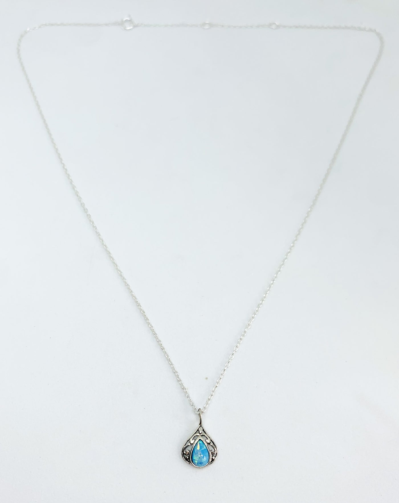 Blue Opal Teardrop Vintage Pendant