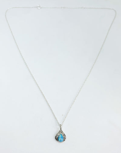 Blue Opal Teardrop Vintage Pendant