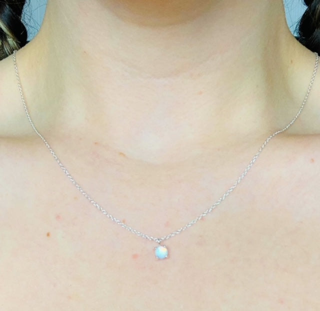 Dainty Round Opal Pendant