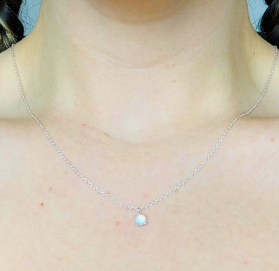 Dainty Round Opal Pendant