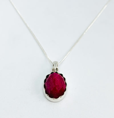 Oval Ruby Scalloped Edge Pendant