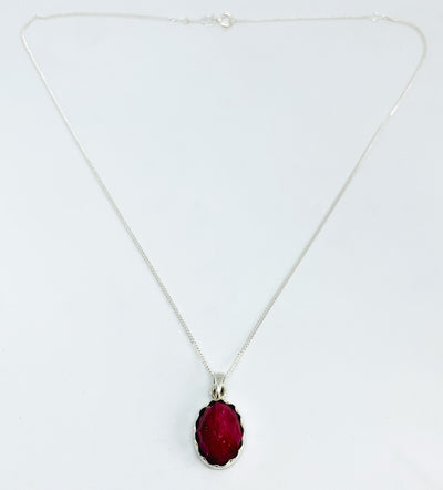 Oval Ruby Scalloped Edge Pendant