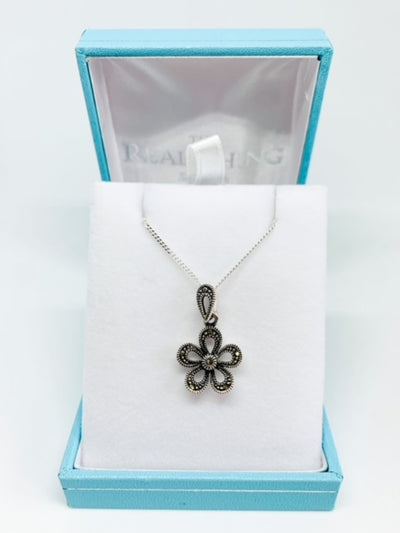 Marcasite Open Flower Pendant