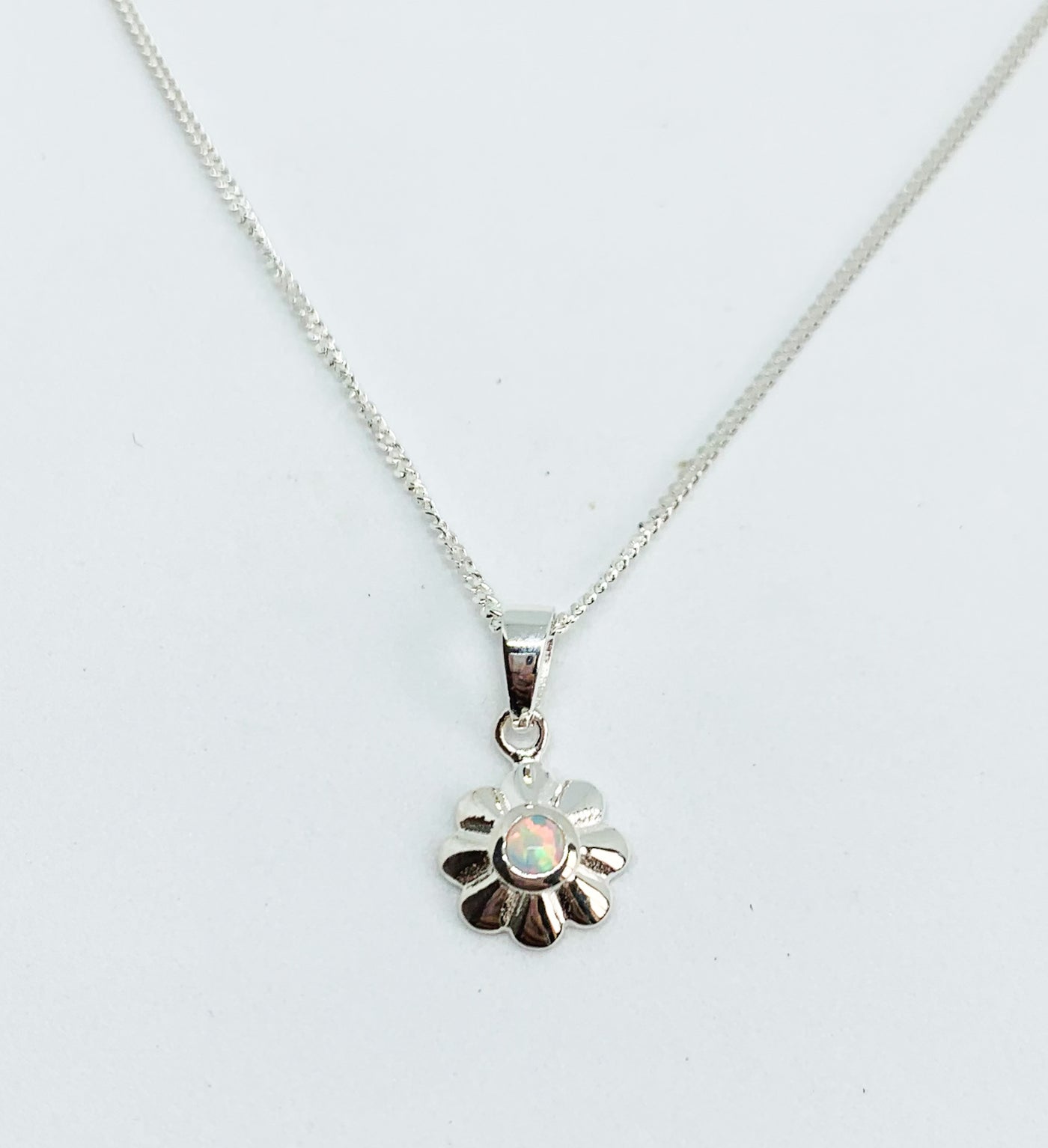 White Opal Flower Pendant