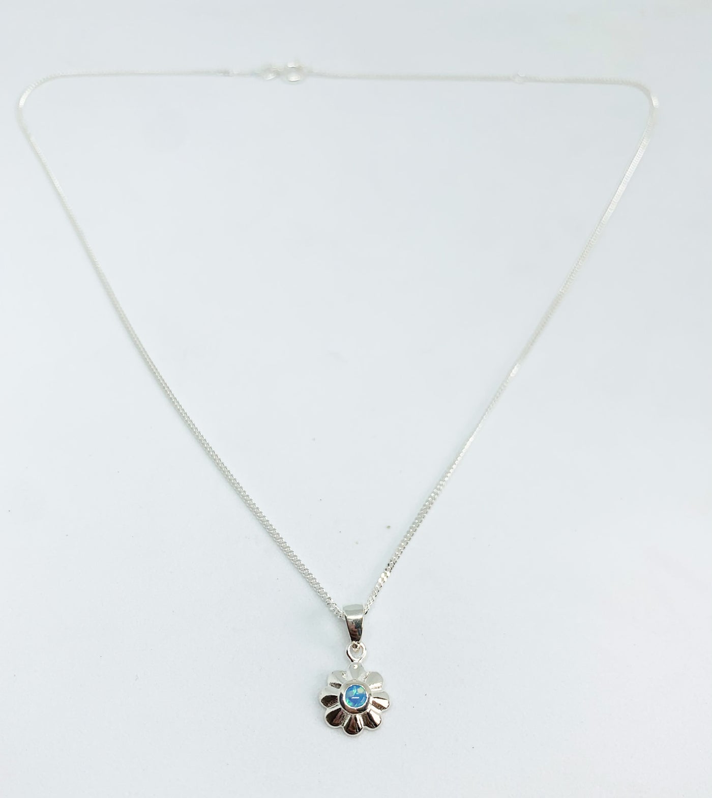 Blue Opal Flower Pendant