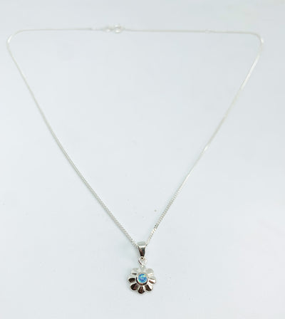Blue Opal Flower Pendant