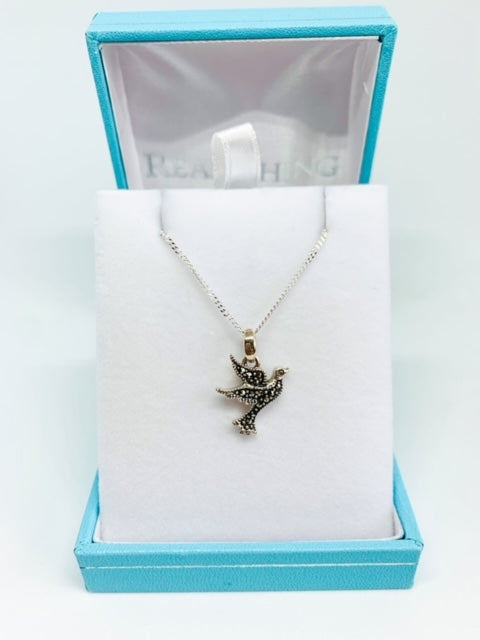 Marcasite Silver Dove Necklace