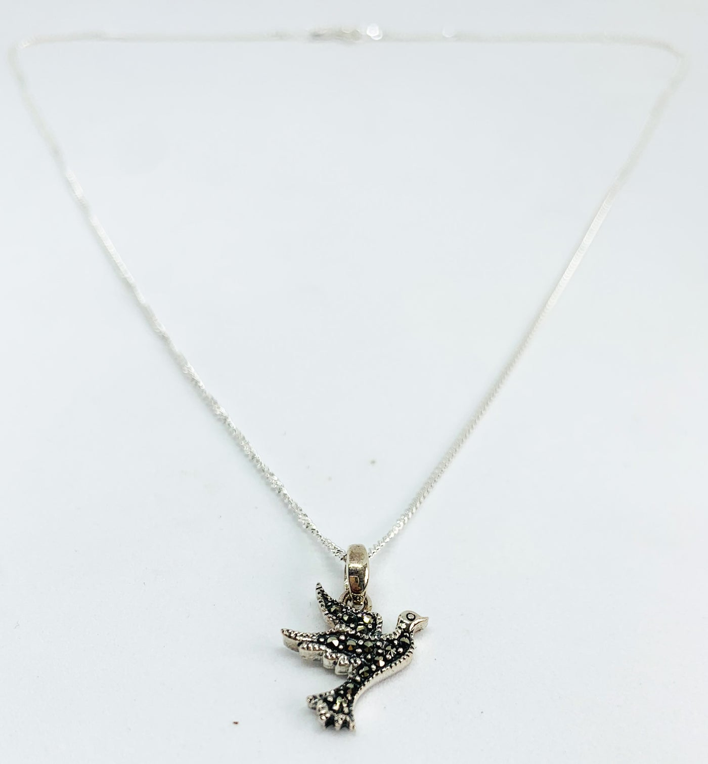 Marcasite Silver Dove Necklace