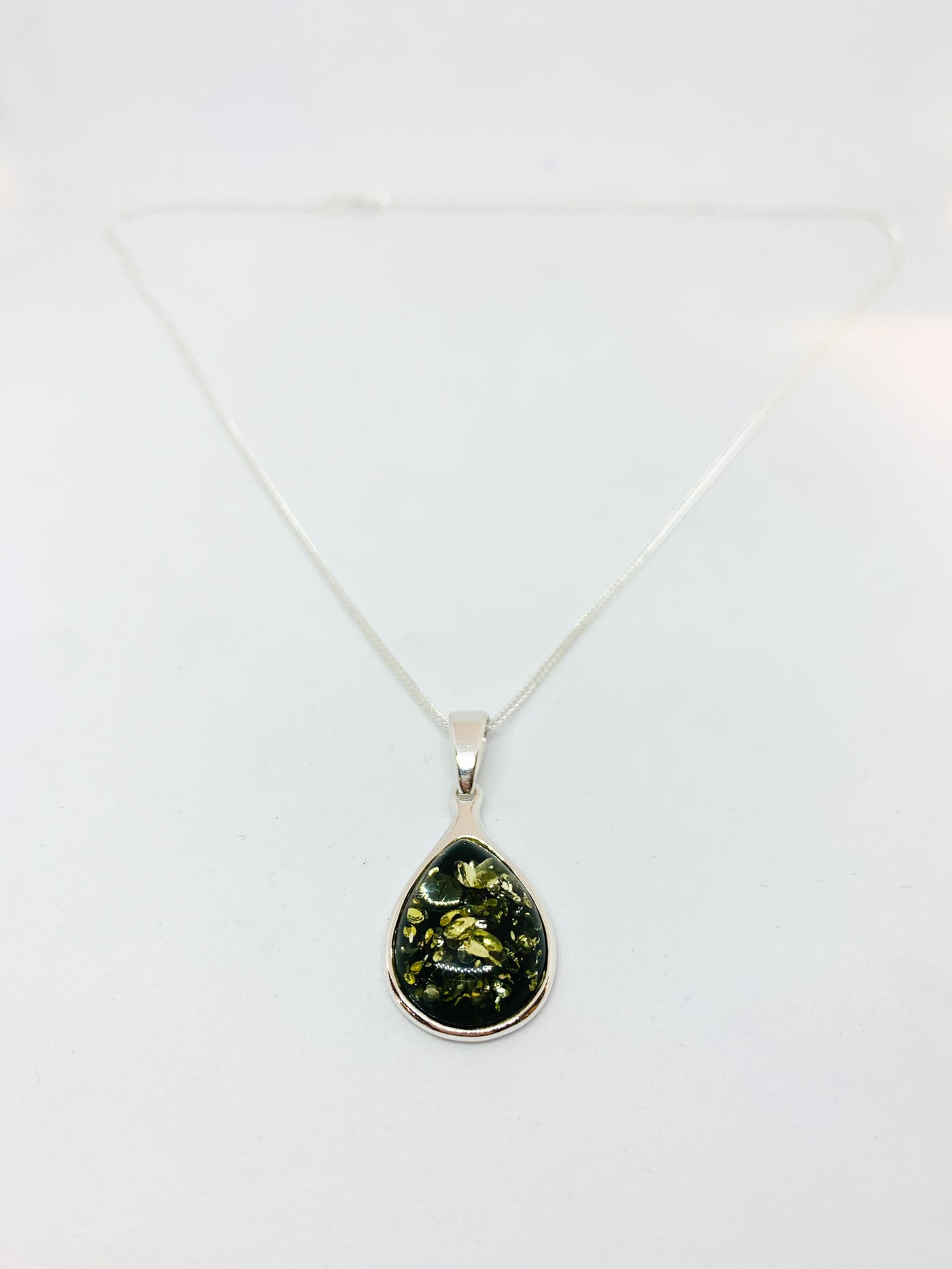 Green Amber Pear Pendant