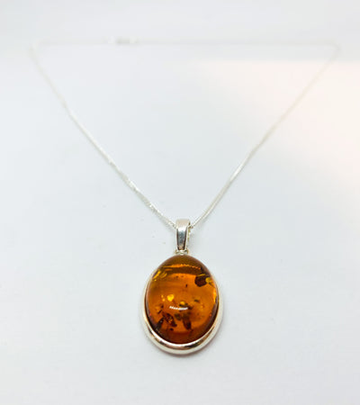 Chunky Oval Amber Pendant