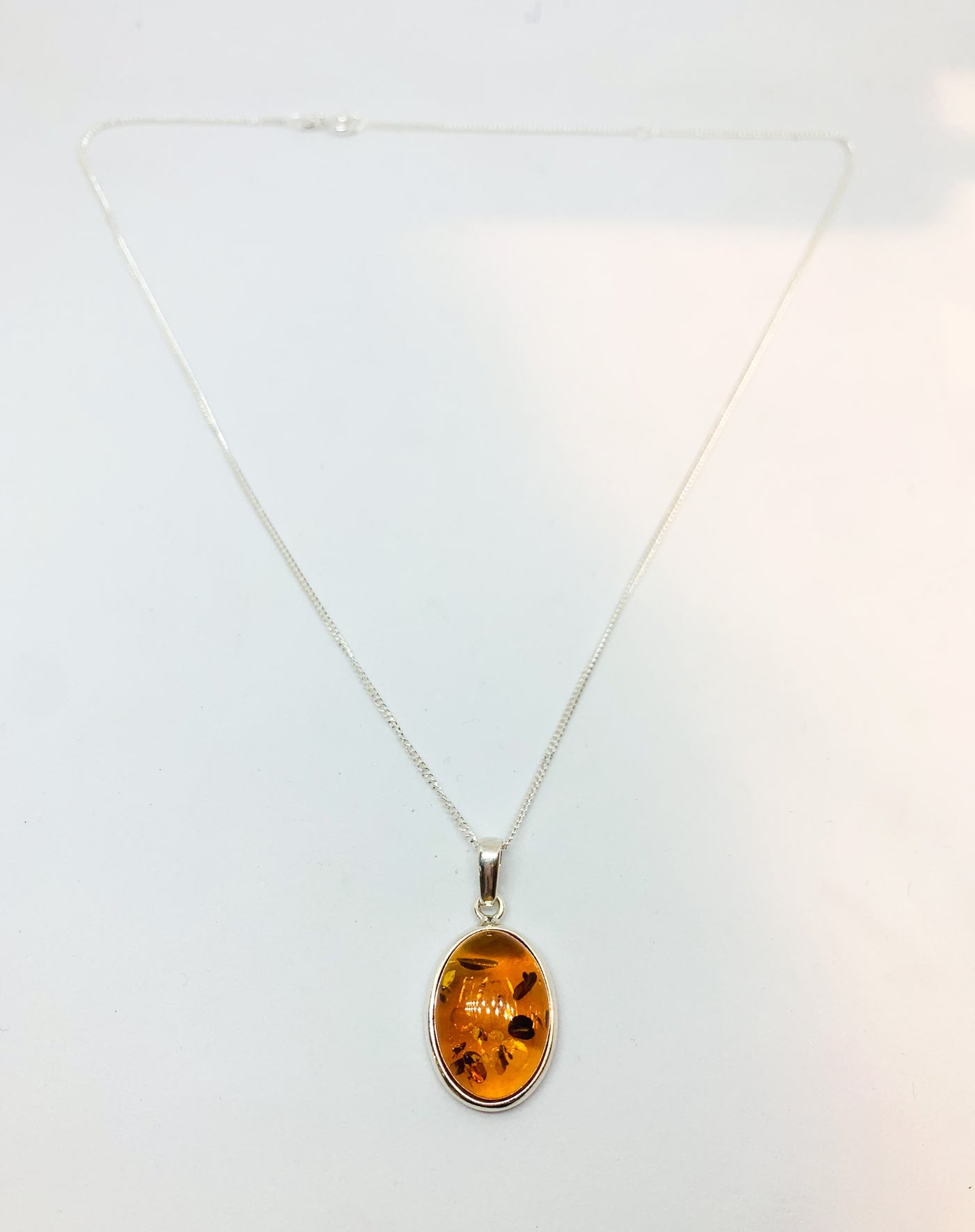 Chunky Oval Amber Pendant