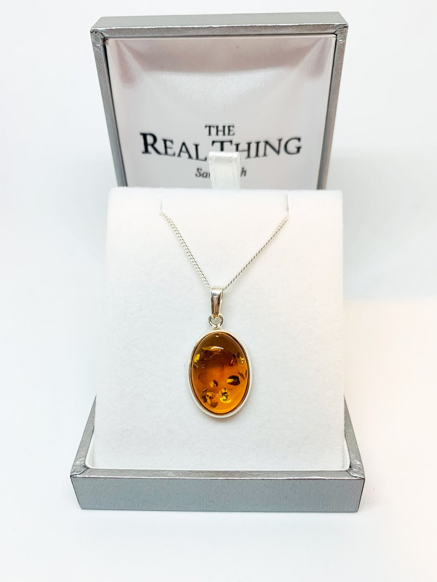 Chunky Oval Amber Pendant