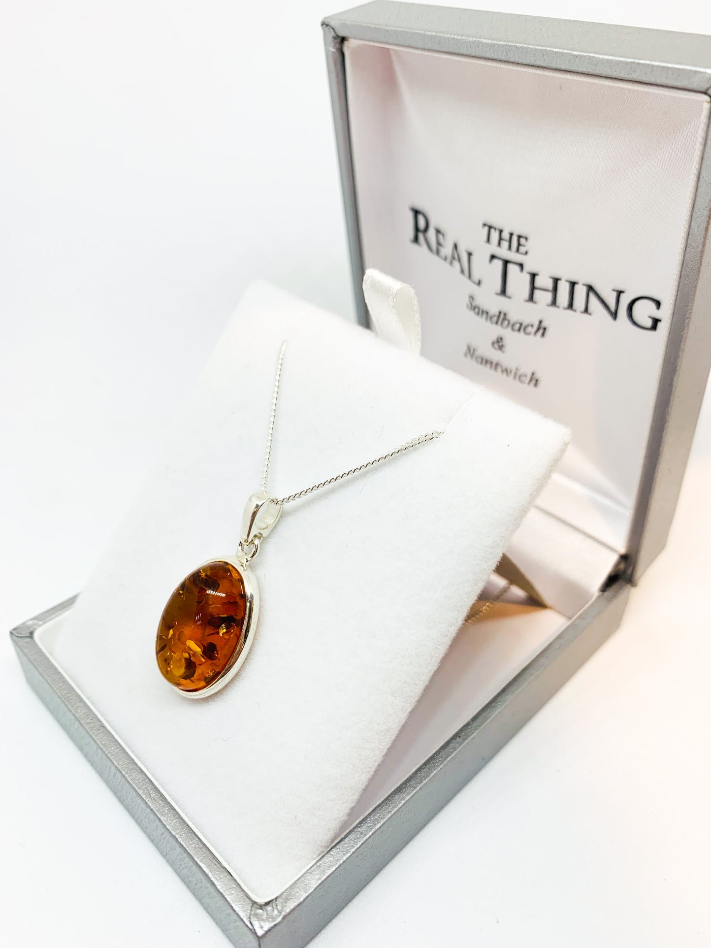 Chunky Oval Amber Pendant