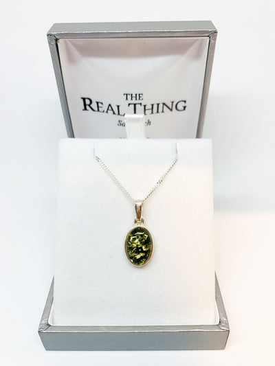 Green Amber Oval Pendant