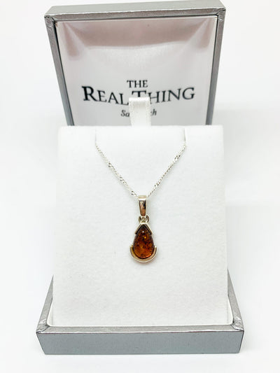 Small Amber Tear Drop Pendant