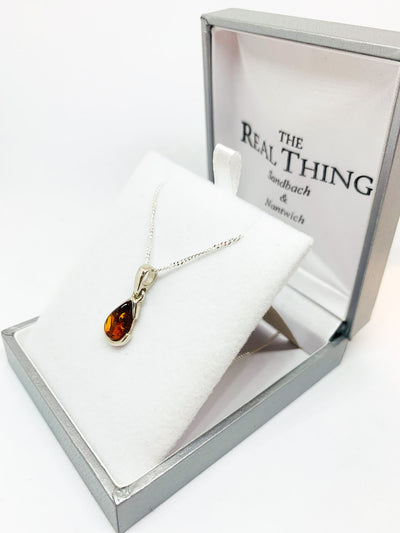 Small Amber Tear Drop Pendant