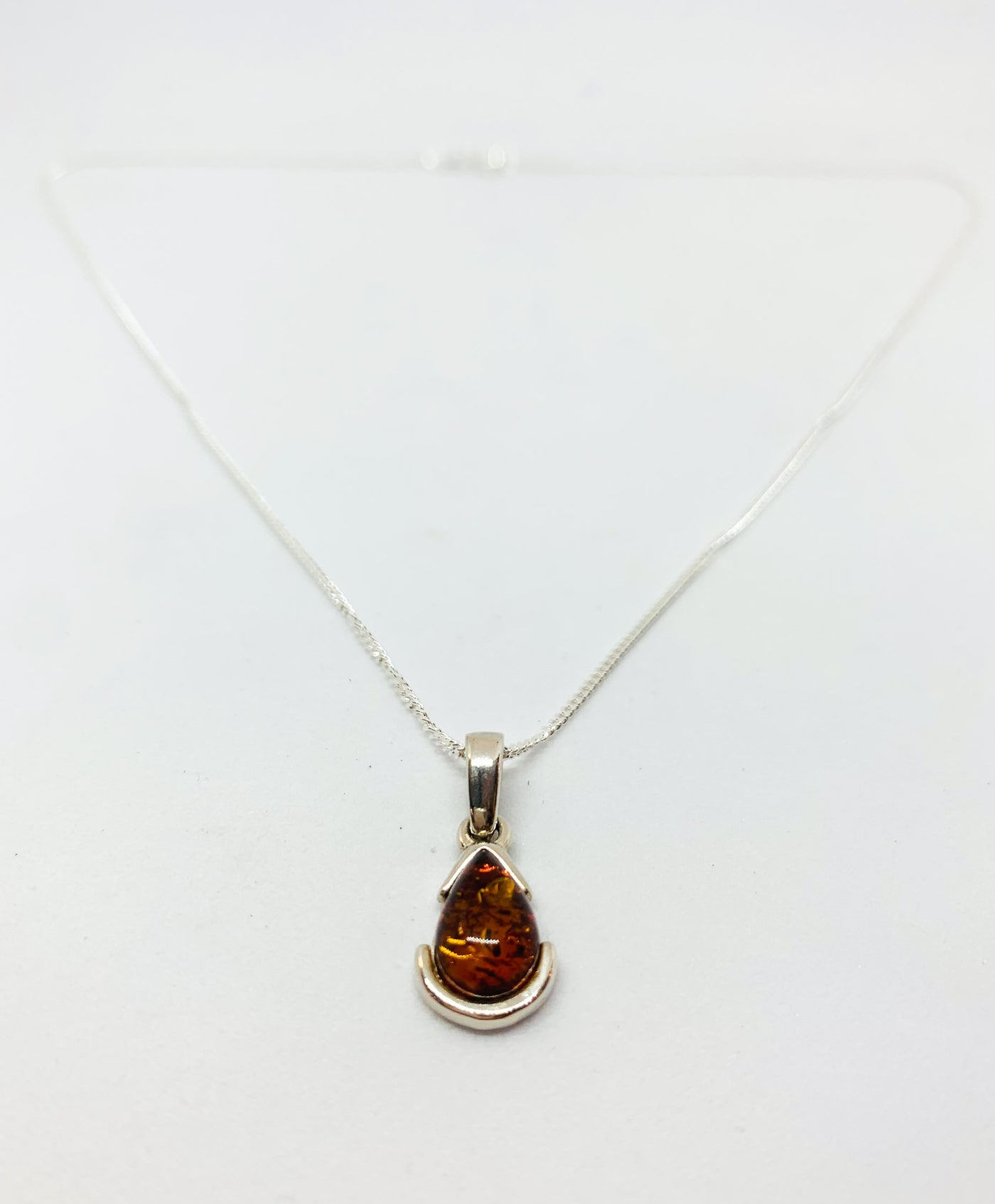 Small Amber Tear Drop Pendant