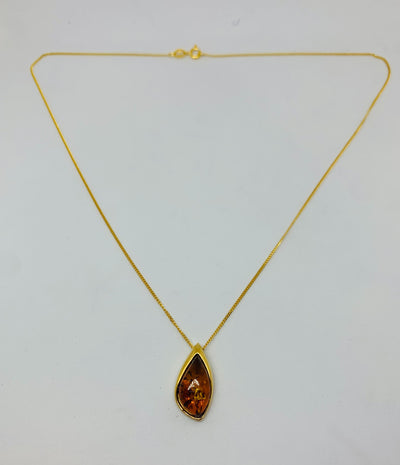 Gold Amber Marquis Pendant