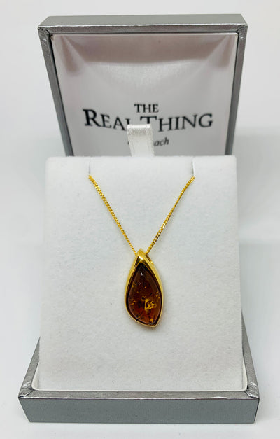 Gold Amber Marquis Pendant