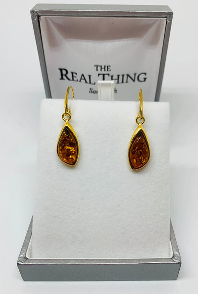 Gold Amber Marquis Drop Earrings