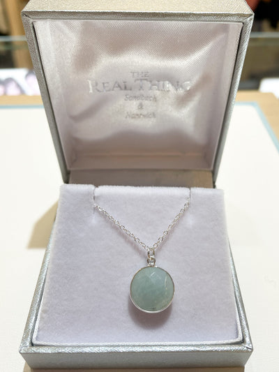 Aquamarine Disc Pendant