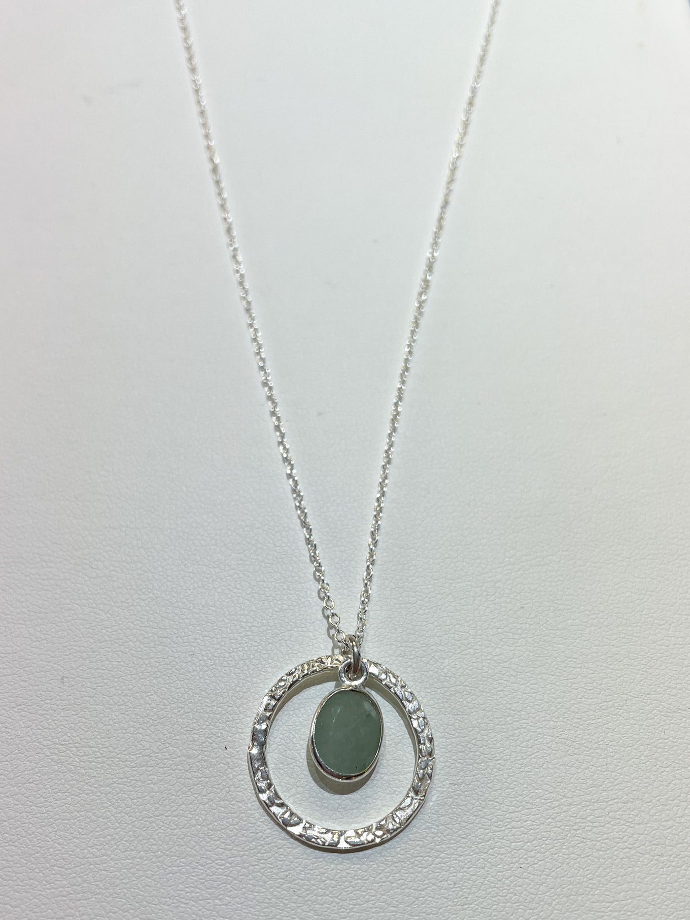 Open Circle Aquamarine Pendant