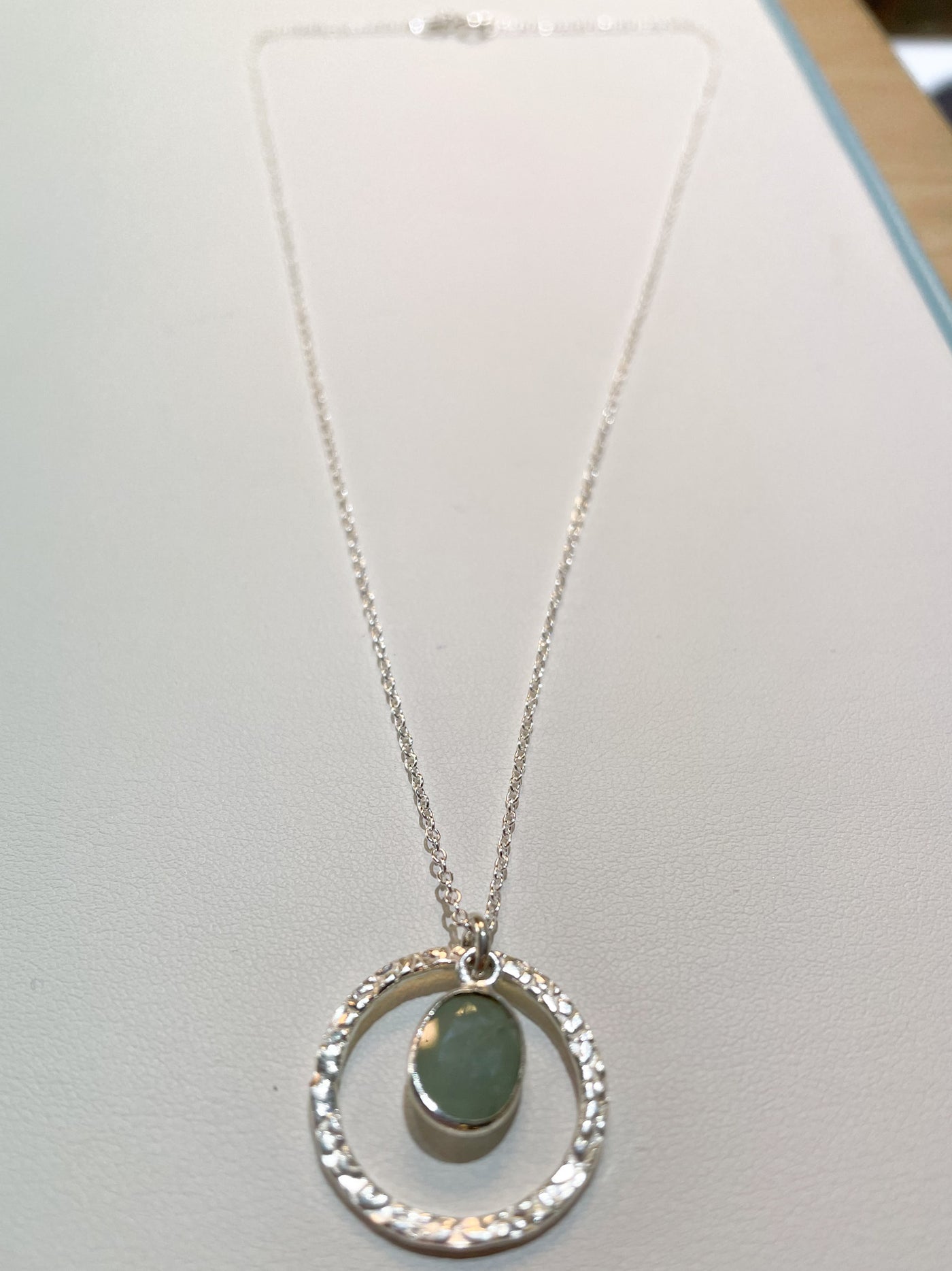 Open Circle Aquamarine Pendant