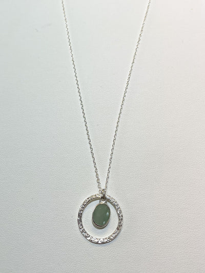 Open Circle Aquamarine Pendant