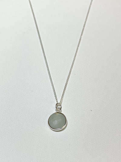 Dainty Round Aquamarine Pendant