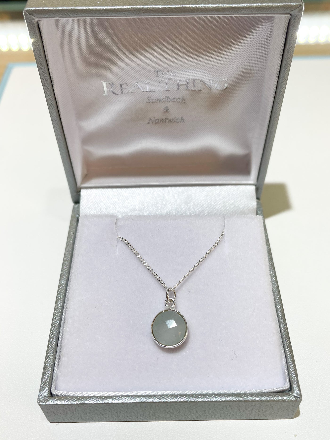 Dainty Round Aquamarine Pendant