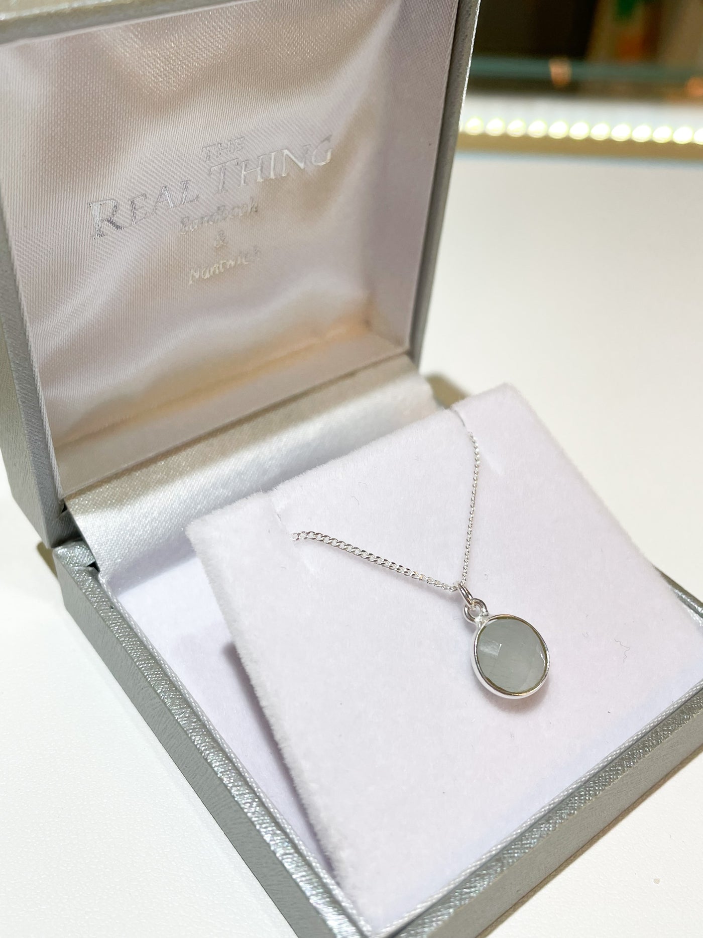 Dainty Round Aquamarine Pendant