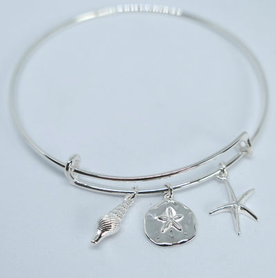 Silver Beach Charm Bangle