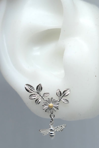 Bee & Daisy Ear Climber Stud Earrings