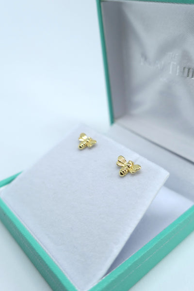 Gold Bumble Bee Stud Earrings