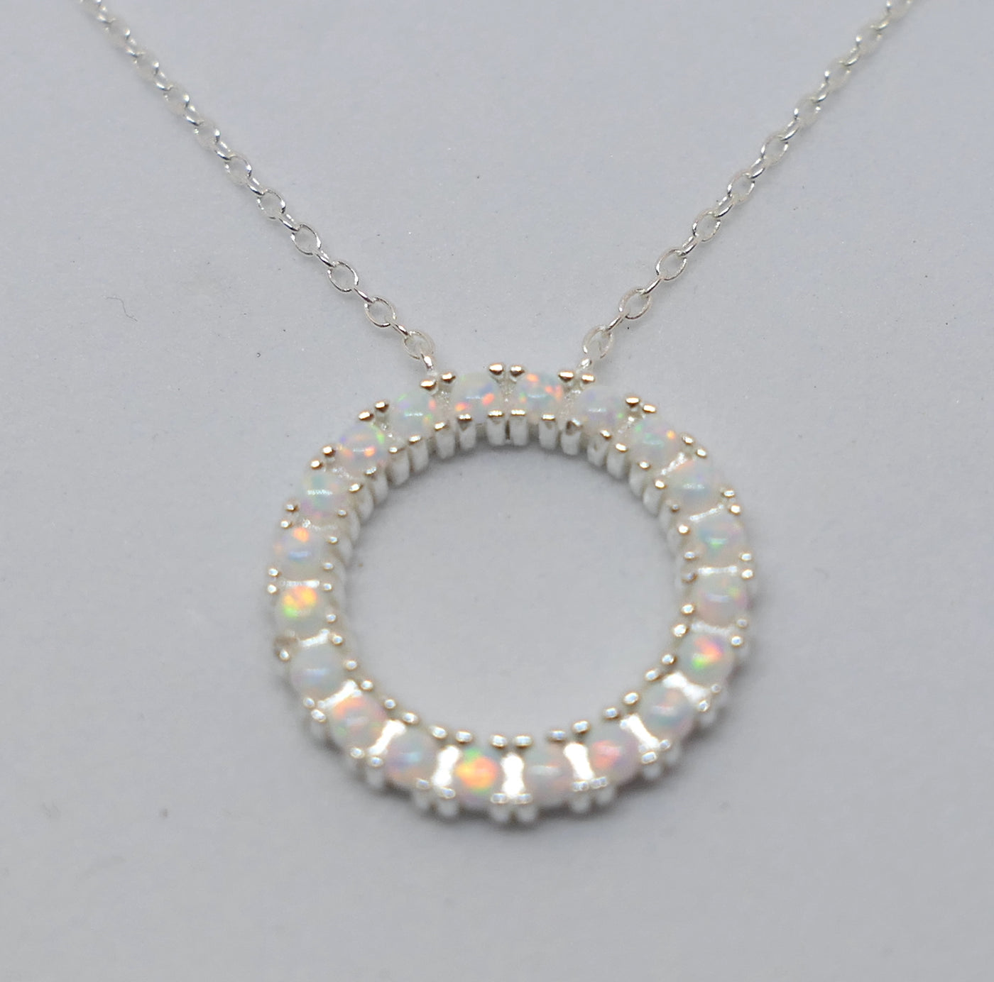 White Opal Circle Necklace