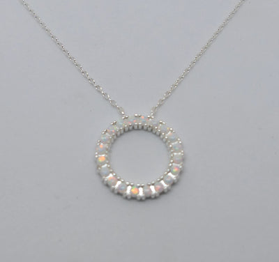 White Opal Circle Necklace