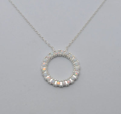 White Opal Circle Necklace