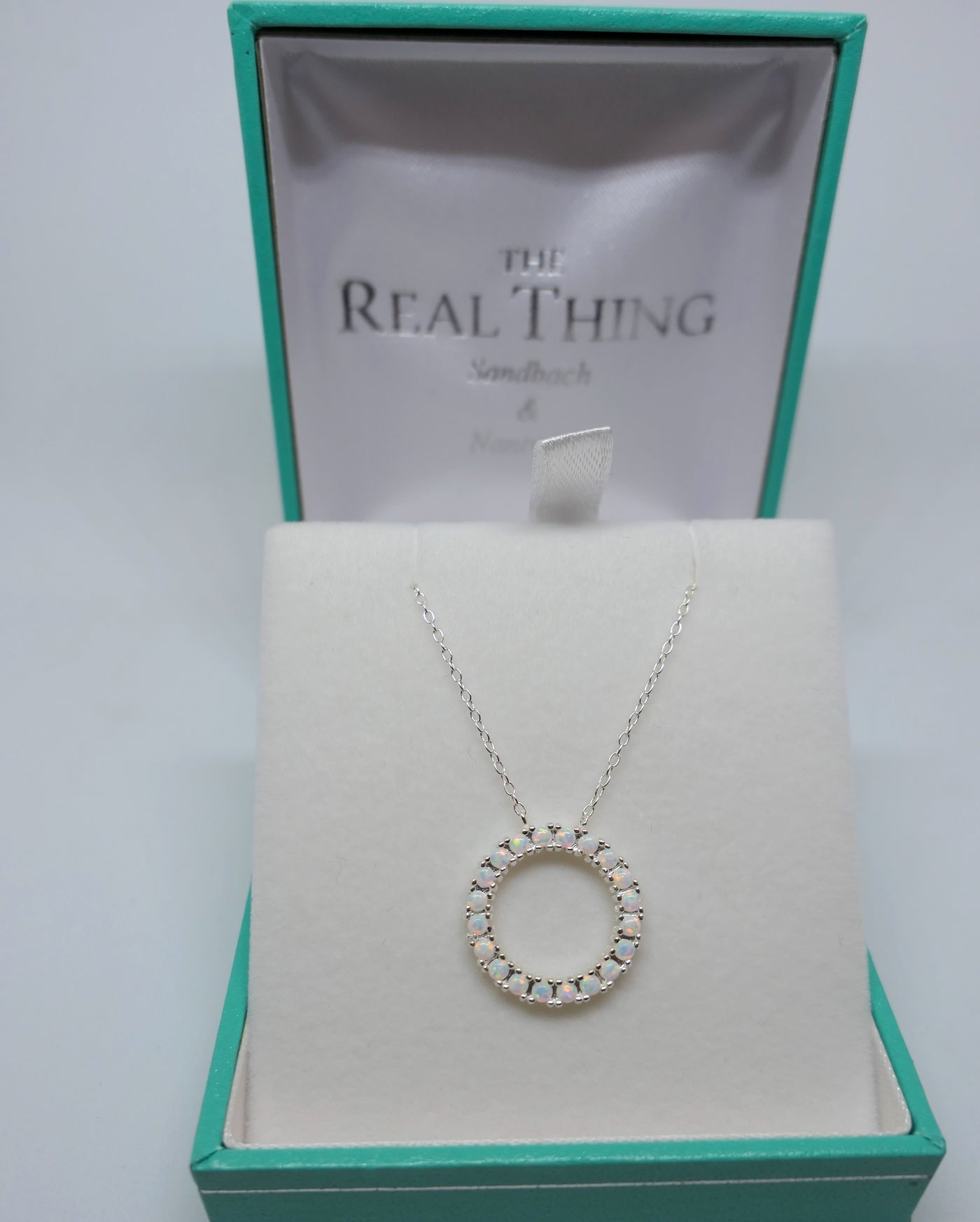 White Opal Circle Necklace