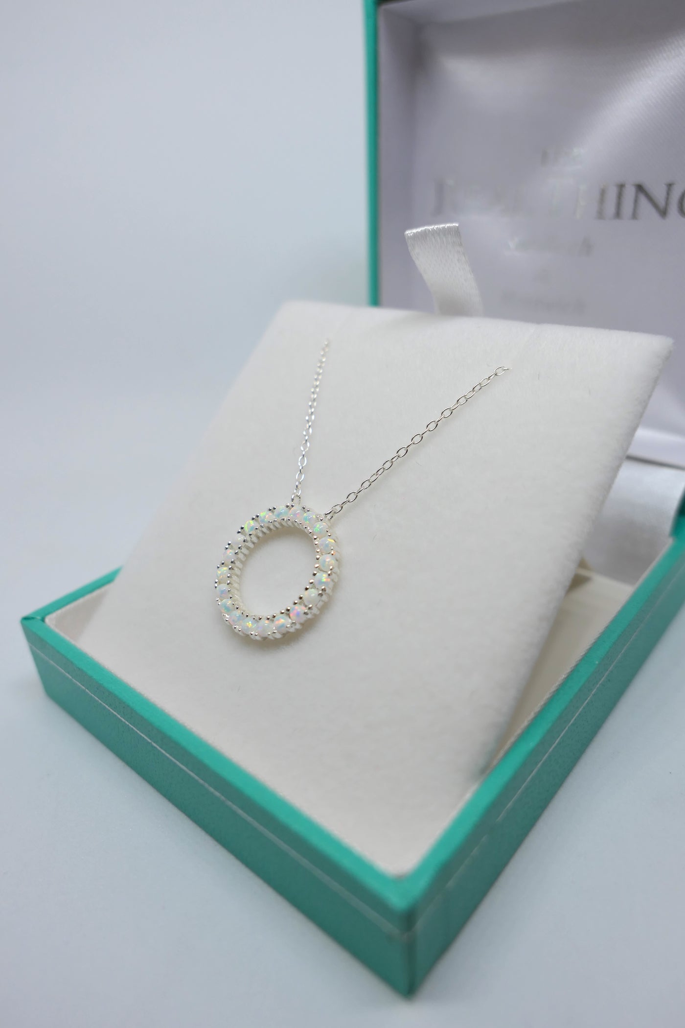 White Opal Circle Necklace