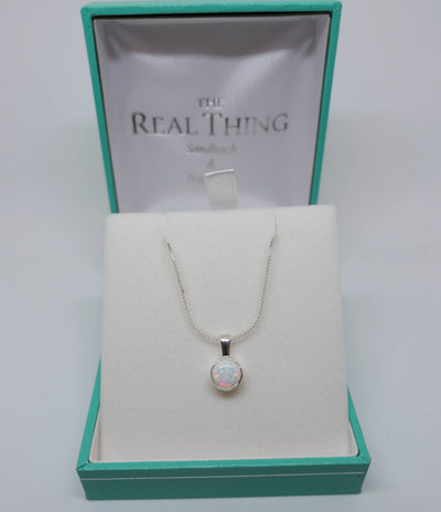 White Opal Round Pendant