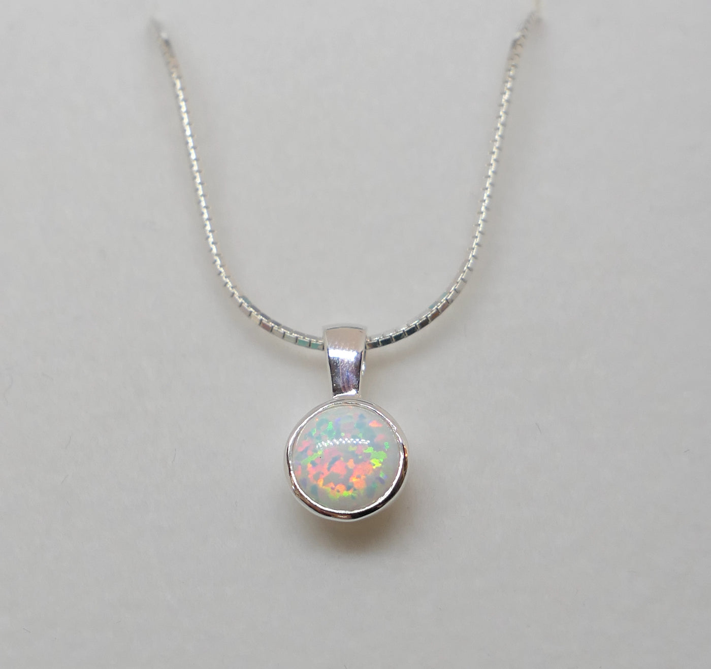 White Opal Round Pendant