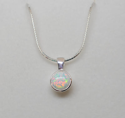 White Opal Round Pendant