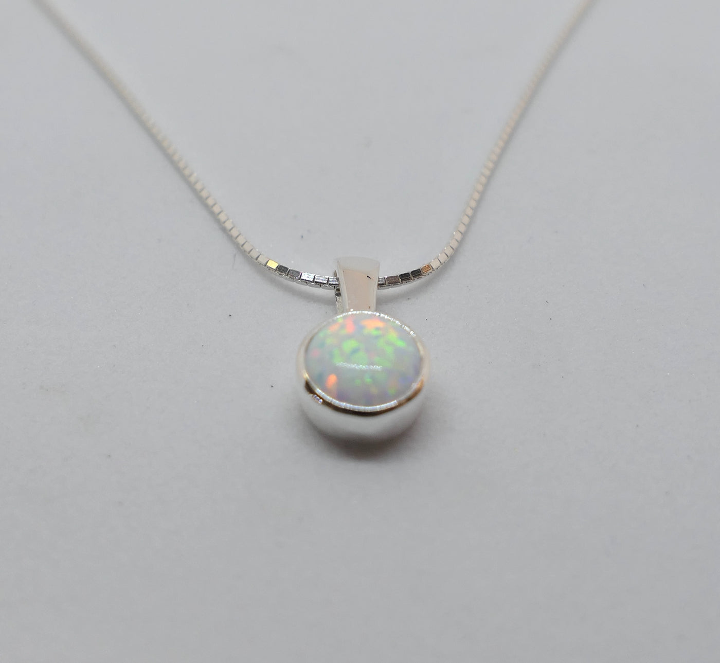 White Opal Round Pendant