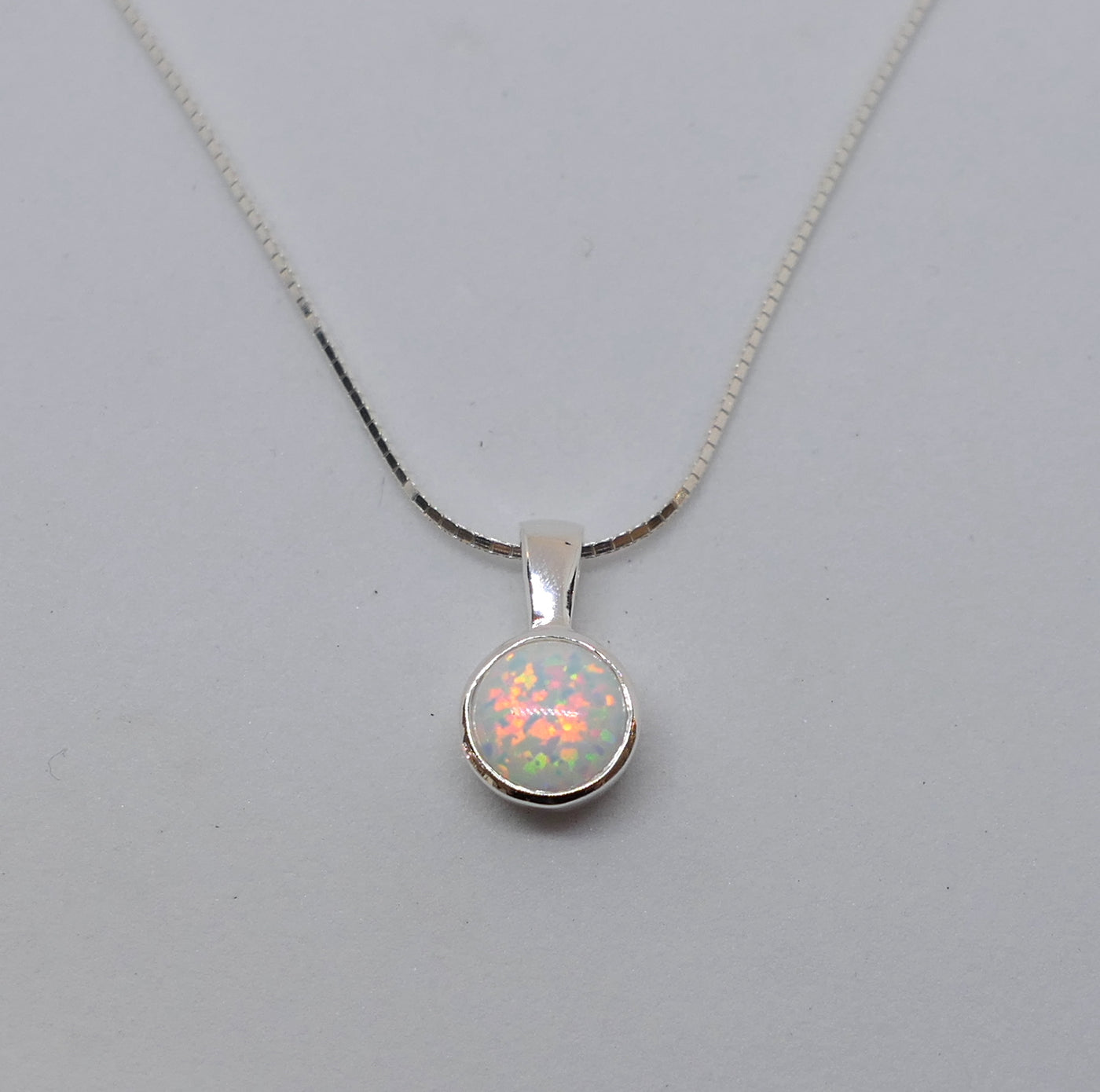 White Opal Round Pendant