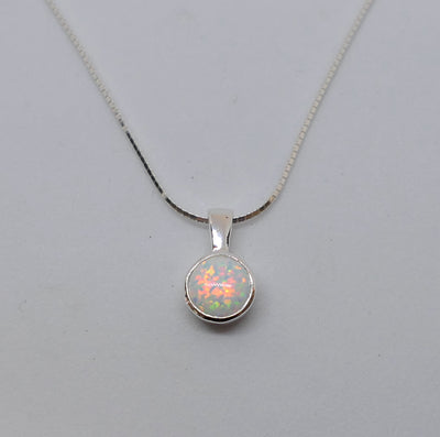 White Opal Round Pendant